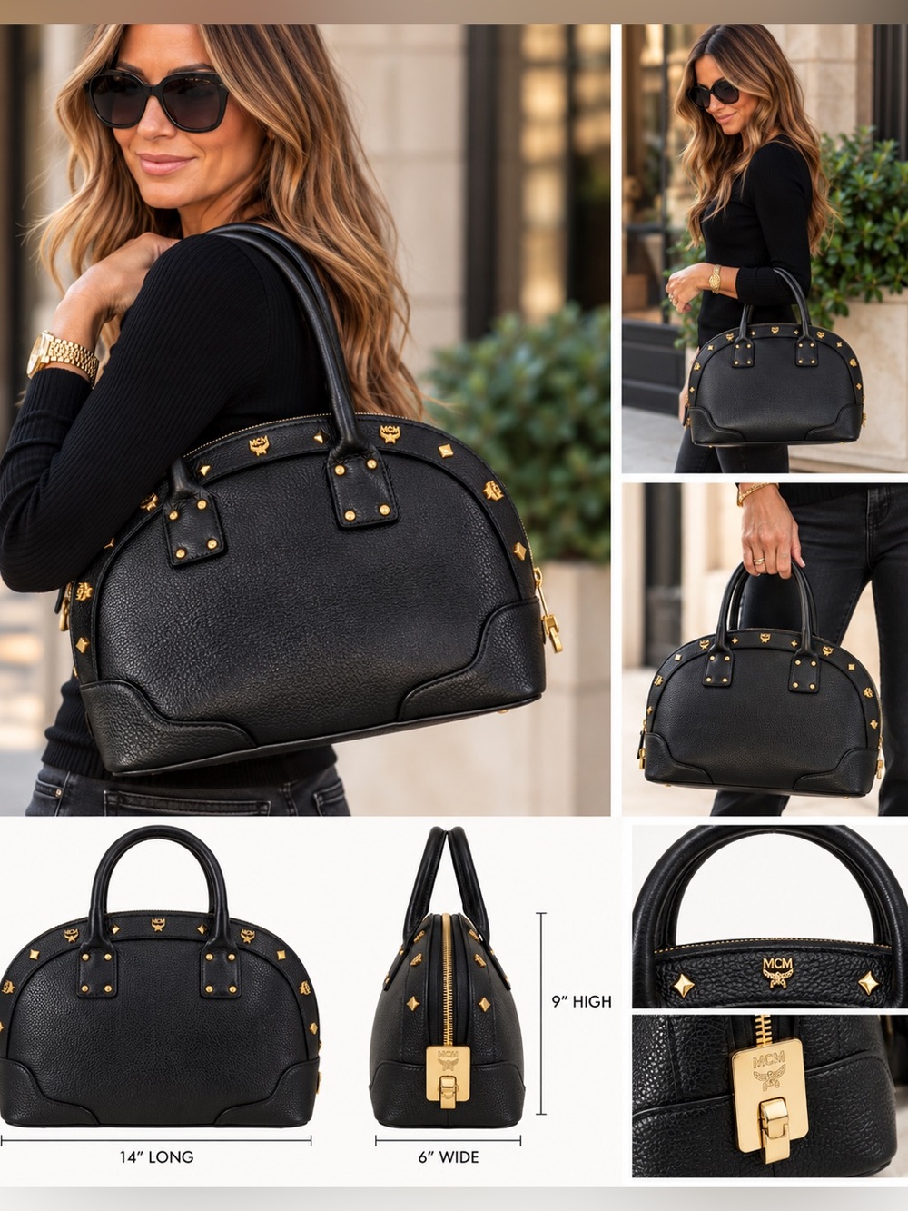 MCM Black Pebbled leather Alma bag - medium